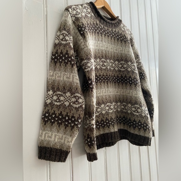 VINTAGE CASUAL CONNECTION Crewneck wool blend nordic fair isle sweater medium - Picture 9 of 15
